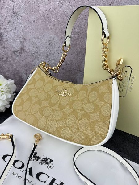 Сумка в стилі Coach Beige/White P9038 фото