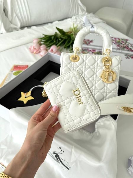 Сумка в стилі Dior Lady Milk Gold + гаманець P6032 фото