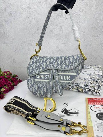 Сумка в стилі Dior Saddle Grey P6042 фото