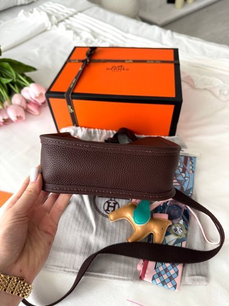 Модель в стилі Hermes Evelyne Chocolate 19см  P15053 фото