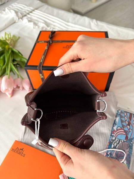 Модель в стилі Hermes Evelyne Chocolate 19см  P15053 фото
