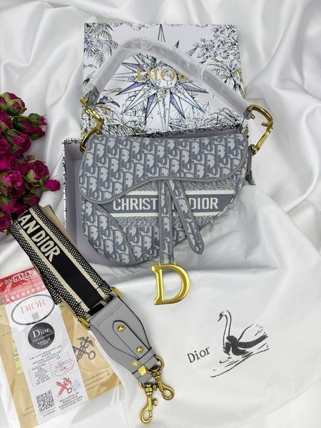 Сумка в стилі Dior Saddle Grey P6042 фото