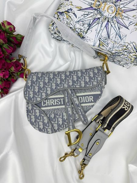 Сумка в стилі Dior Saddle Grey P6042 фото
