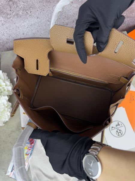 Сумка в стилі Hermes Birkin Brown Gold  P15015 фото
