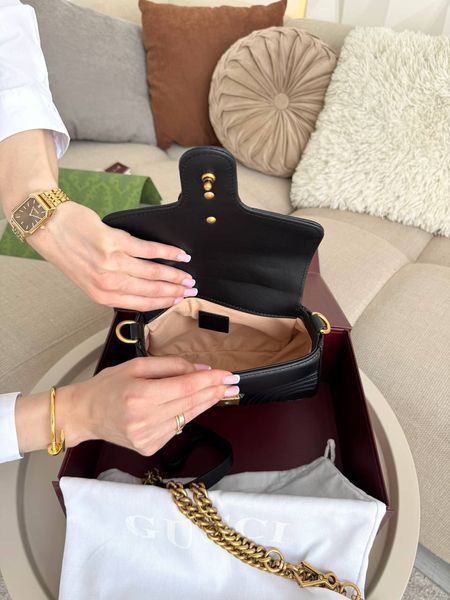 Сумка в стилі Gucci Marmont Black P11037 фото
