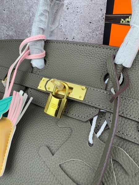 Сумка в стилі Hermes Birkin Grey Gold P15014 фото