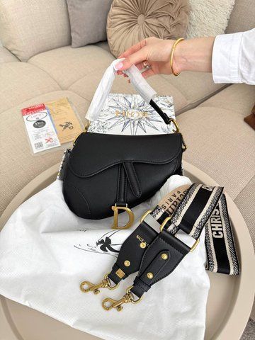 Сумка в стилі Dior mini Saddle Black Texture P6061 фото