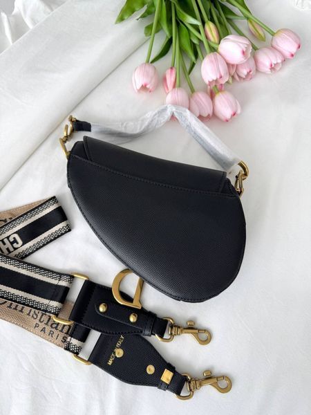 Сумка в стилі Dior mini Saddle Black Texture P6061 фото