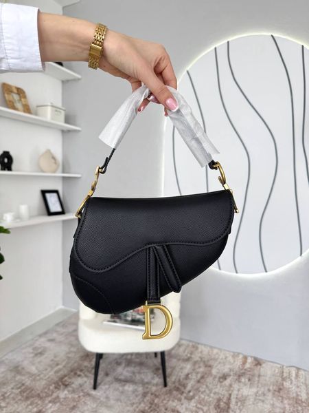 Сумка в стилі Dior mini Saddle Black Texture P6061 фото