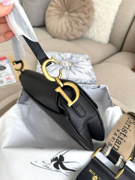 Сумка в стилі Dior mini Saddle Black Texture P6061 фото
