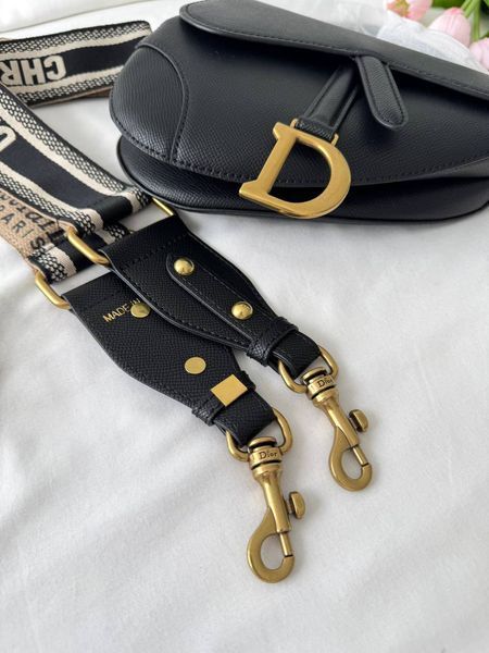 Сумка в стилі Dior mini Saddle Black Texture P6061 фото