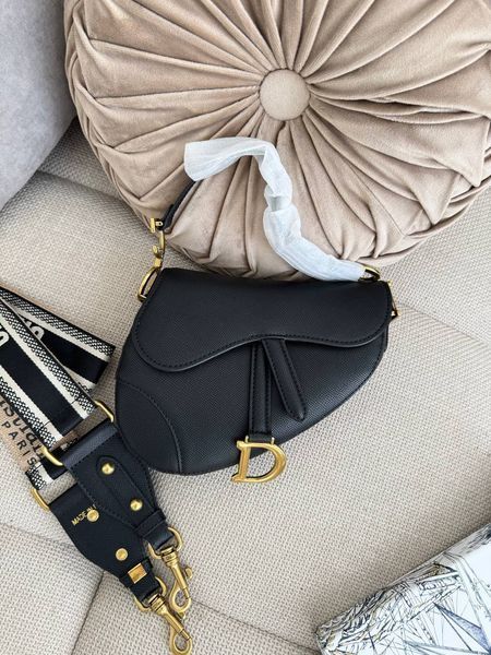 Сумка в стилі Dior mini Saddle Black Texture P6061 фото