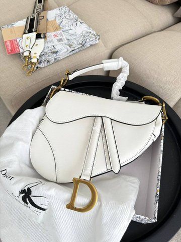 Сумка в стилі Dior Saddle White Texture P6050 фото