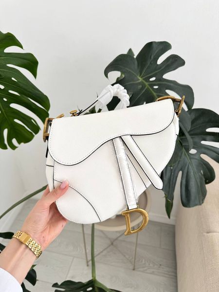 Сумка в стилі Dior Saddle White Texture P6050 фото