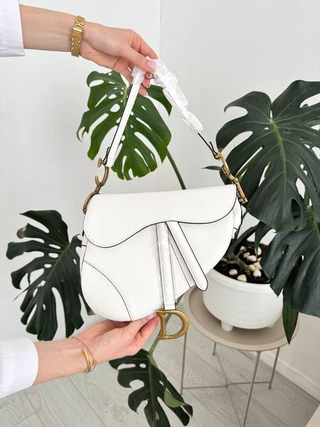 Сумка в стилі Dior Saddle White Texture P6050 фото