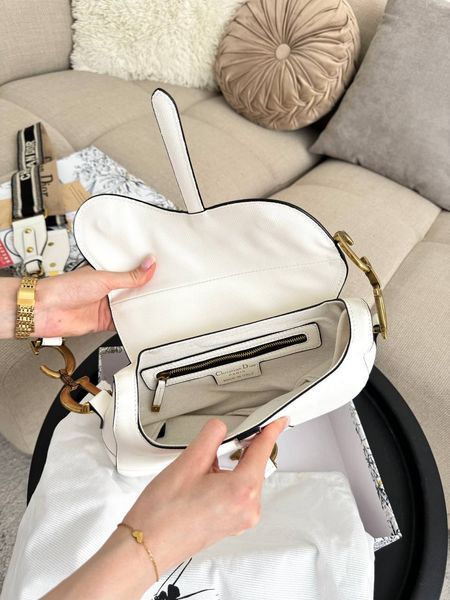 Сумка в стилі Dior Saddle White Texture P6050 фото