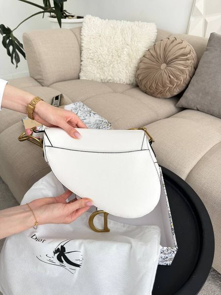 Сумка в стилі Dior Saddle White Texture P6050 фото