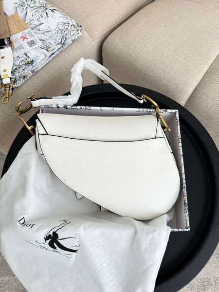 Сумка в стилі Dior Saddle White Texture P6050 фото