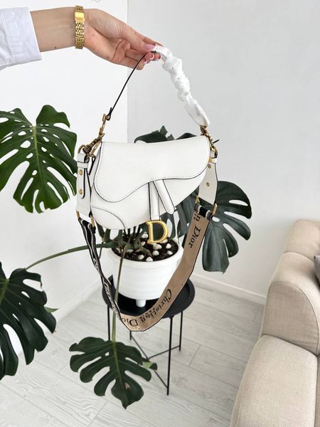 Сумка в стилі Dior mini Saddle White Texture P6065 фото
