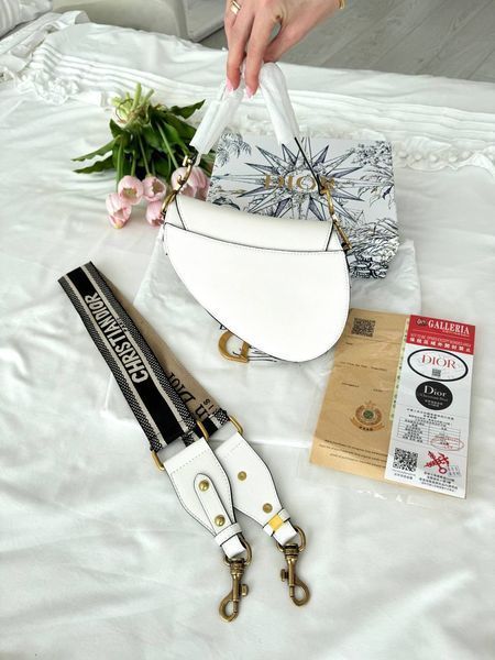 Сумка в стилі Dior mini Saddle White Texture P6065 фото