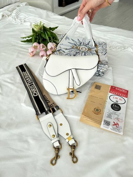 Сумка в стилі Dior mini Saddle White Texture P6065 фото
