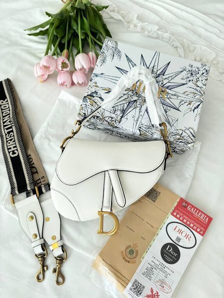 Сумка в стилі Dior mini Saddle White Texture P6065 фото
