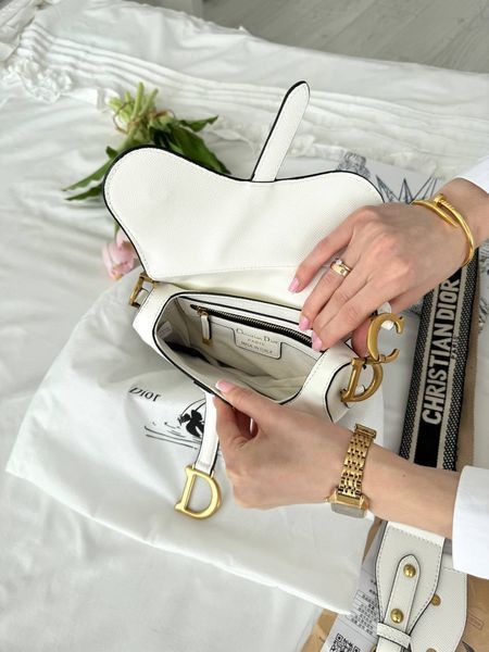 Сумка в стилі Dior mini Saddle White Texture P6065 фото