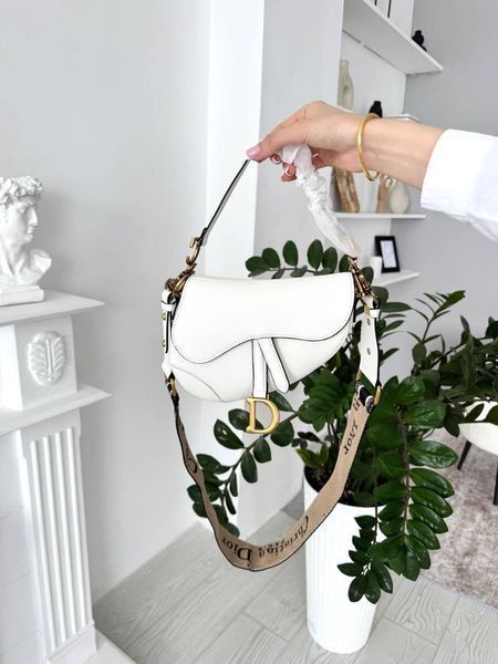 Сумка в стилі Dior mini Saddle White Texture P6065 фото