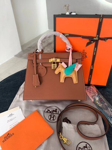 Сумка в стилі Hermes Kelly Brown Gold 25 см 	P15050	 фото