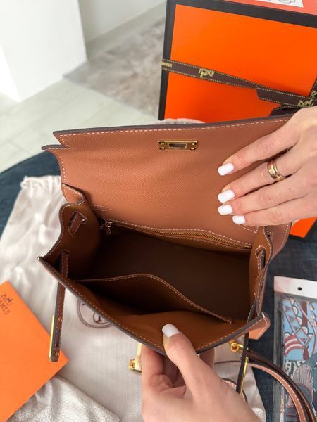 Сумка в стилі Hermes Kelly Brown Gold 25 см 	P15050	 фото