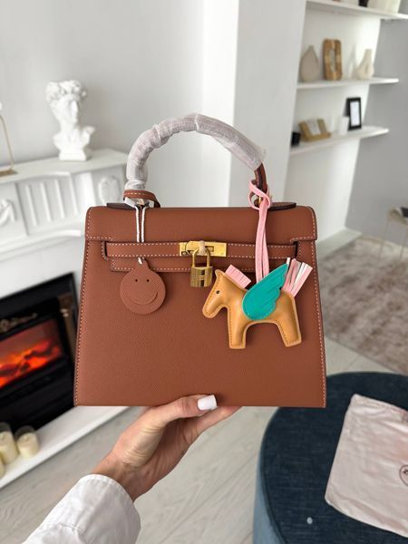 Сумка в стилі Hermes Kelly Brown Gold 25 см 	P15050	 фото