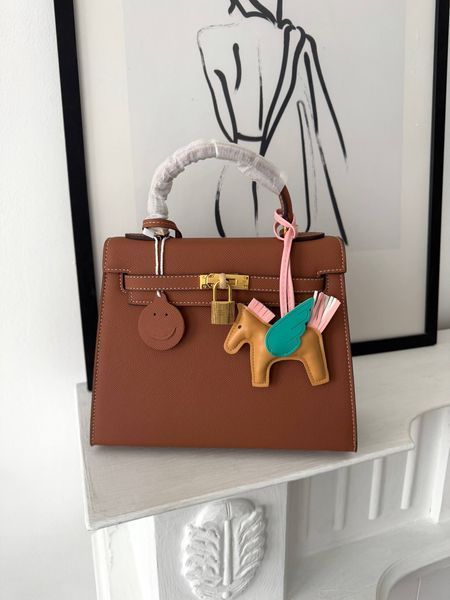 Сумка в стилі Hermes Kelly Brown Gold 25 см 	P15050	 фото