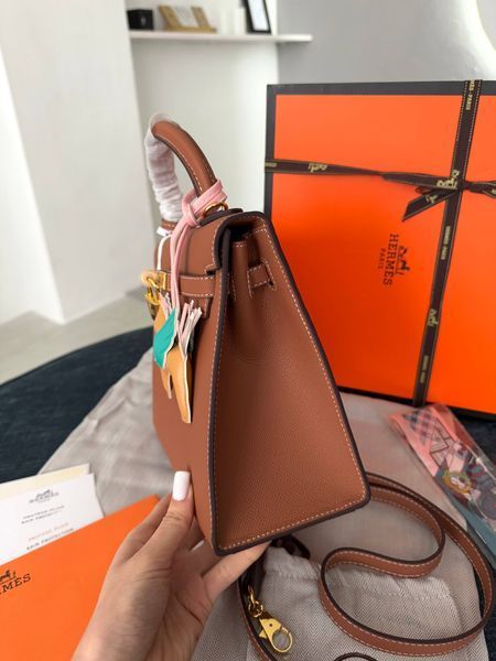 Сумка в стилі Hermes Kelly Brown Gold 25 см 	P15050	 фото