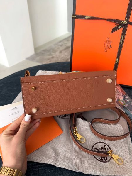 Сумка в стилі Hermes Kelly Brown Gold 25 см 	P15050	 фото
