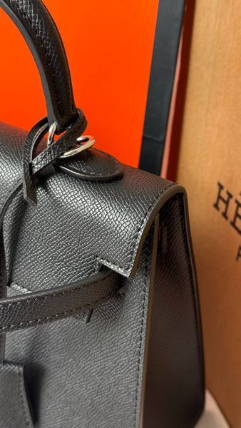Модель в стилі Hermes Kelly 22 Black Silver 145-2 фото