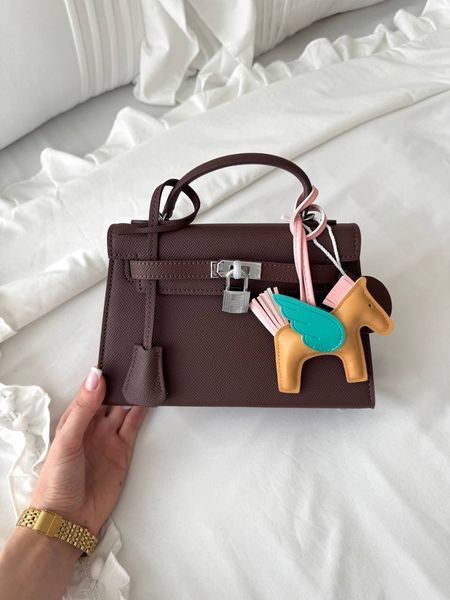 Сумка в стилі Hermes Kelly Chocolate Silver P15035 фото