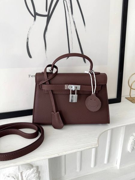 Сумка в стилі Hermes Kelly Chocolate Silver P15035 фото