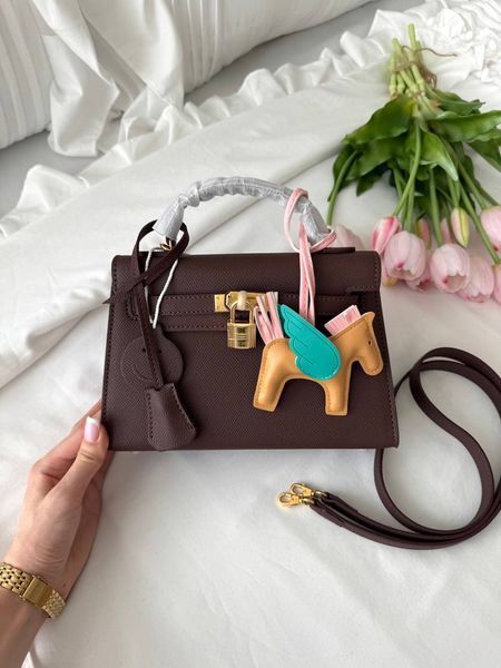Сумка в стилі Hermes Kelly Chocolate Gold P15034 фото