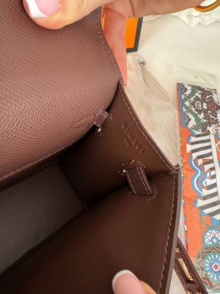 Сумка в стилі Hermes Kelly Chocolate Gold P15034 фото