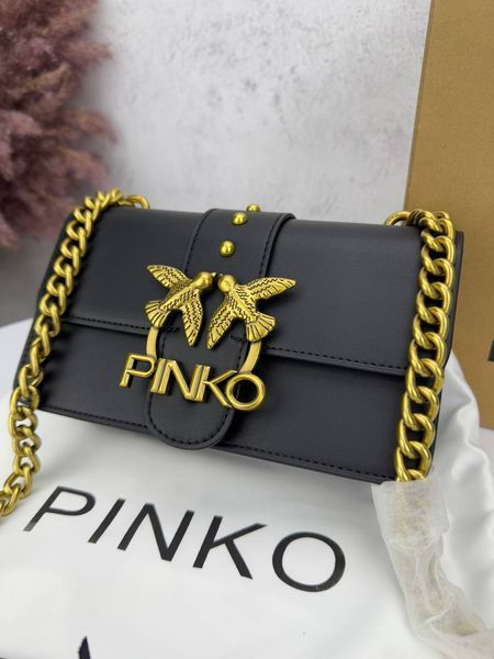 Сумка в стилі Pinko Black Gold Logo P14010 фото