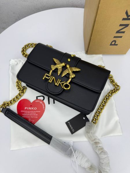 Сумка в стилі Pinko Black Gold Logo P14010 фото